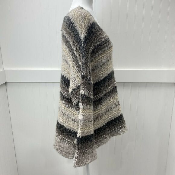 Free People Chunky Knit Oversized Sweater Sz XS Brown Beige Slouchy Boho Top - Picture 4 of 12